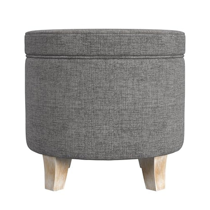 HomePop 19" Round Storage Ottoman - Gray Woven - color: Gray Woven