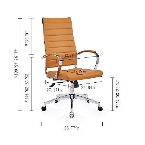 highback Chair Leather Home Office Desk Chairs Ergonomic Desk Chair and Computer Chair Black (4020-terracottta) - color: 4020-terracottta