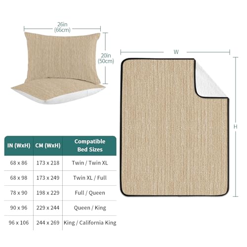 Twin XL Quilt Bedding Set, Minimalist Light Khaki Soft Microfiber Summer Bedspread Coverlet with 2 Pillow Shams for All Season, Crosshatch Linen Textured Breathable Bedding Set for Hot Sleepers - size: Twin XL