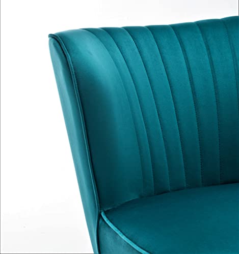 Container Furniture Direct Modern Velvet Accent Chair for Living Room, Bedroom, or Entryway, Stylish and Comfortable Armless Design with Metal Legs, Greynish Blue - color: Greynish Blue