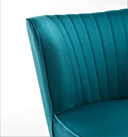 Container Furniture Direct Modern Velvet Accent Chair for Living Room, Bedroom, or Entryway, Stylish and Comfortable Armless Design with Metal Legs, Greynish Blue - color: Greynish Blue