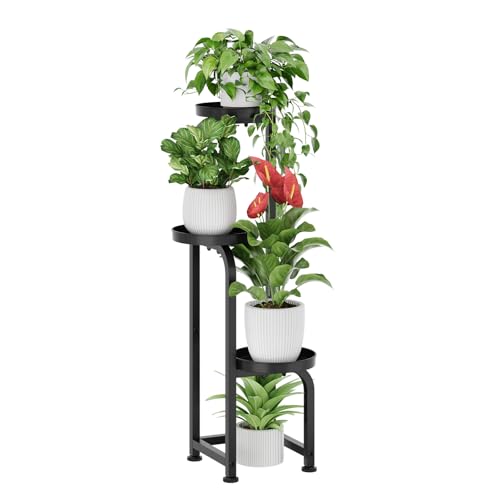 Bamworld Tall Plant Stand Indoor Outdoor Corner Metal Flower Pot Stands | 3 Tier Black Heavy Duty Plant Shelf for Patio Garden Balcony Living Room Bedroom(Patent Design) - color: Matte Black, style: Spiral 3Tier