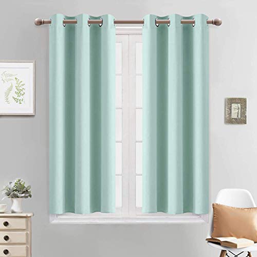 Yakamok Blackout Curtains 38x45 inch Aqua Thermal Drapes-Bedroom | 2 panels,room darkening,thermal insulated,noise reducing,privacy protection,grommet window treatment,living room study dining - color: Aqua, size: 38"W x 45"L (Pack of 2)