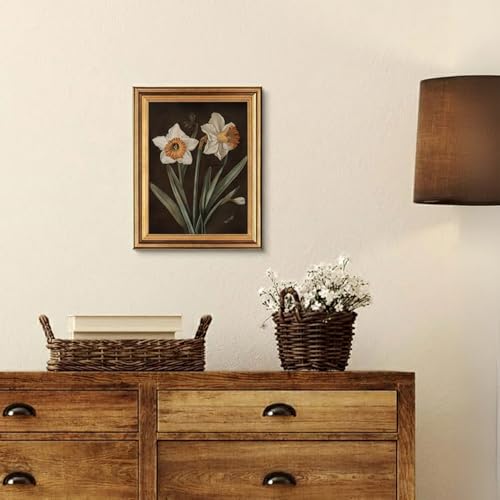 ZKFANKE Vintage Floral Print Poster White Narcissus Bloom Poster 16x12 Inch Unframed Botanical Wall Art for Living Room, Bedroom and Office With Vintage Nature Style andOrange Teal Leaf Study Details - color: ViewArt-8 UnFramed, size: 16"L x 12"W