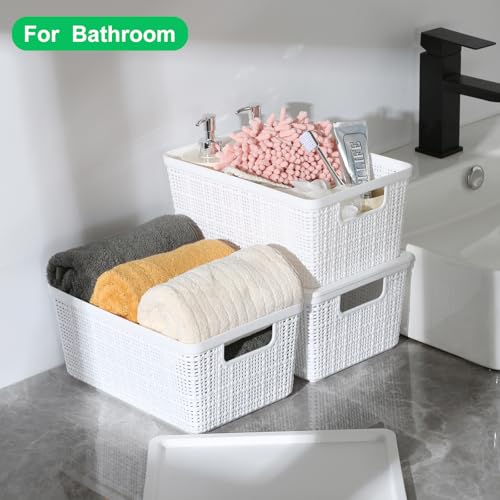 6 Pack Plastic Storage Baskets With Lids,White Breathable Stackable Storage Bins,Small Storage Containers,for Organizing Storage Baskets on Desktops,Closets,Playrooms,Classrooms,Offices - color: White