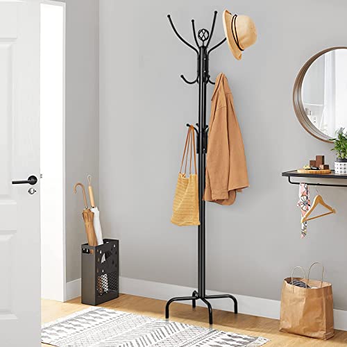 Tangkula Coat Rack Freestanding, 78 Inch Heavy Duty Metal Coat Tree, Free Standing Entryway Hat Coat Jacket Umbrella Holder, Clothes Hanger with Base Coat Rack Stand Black