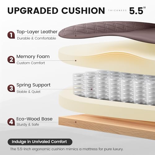 BestGlory Office Desk Chair, Big and Tall Leather Gaming Chair with Footrest, Wide Ergonomic Comfy Executive High-Back Reclining Computer Chairs, Swivel Rolling Wheels and Padded Lumbar Support,Coffee - color: Coffee, style: 3 Position Reclining