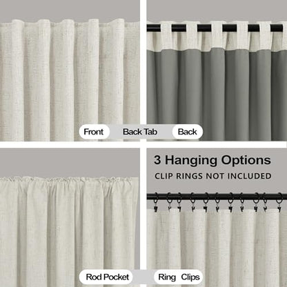 KOUFALL Linen Blackout Curtains 60 Inch Length, 2 Panels Set 5FT 5 FT Long Boho Black Out Curtains for Bedroom - color: Cream Beige, size: 42"W x 60"L (Pack of 2)