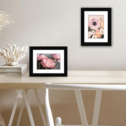 Americanflat 6x8 Picture Frame with Shatter-Resistant Glass - Set of 2 - Use as 4x6 Frame with Mat or Display 6x8 Photo Without Mat - Signature Collection - Picture Frames for Tabletop or Wall - Black | Engineered Wood construction, Shatter-resistant glas