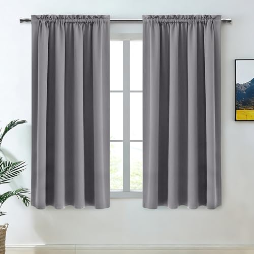 DWCN Blackout Curtains for Bedroom Living Room 52 x 54 Inch Long Grey | 2 Panels Set, Room Darkening, Thermal Insulated, Light Blocking, Rod Pocket Drapes, Noise Reducing Window Treatments - color: Grey, size: 52"W x 54"L (Pack of 2)