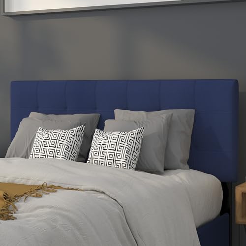 EMMA + OLIVER Navy Full Quilted Tufted Headboard | Adjustable Bed Rail Slots, Fabric Upholstered - color: Navy, size: Full