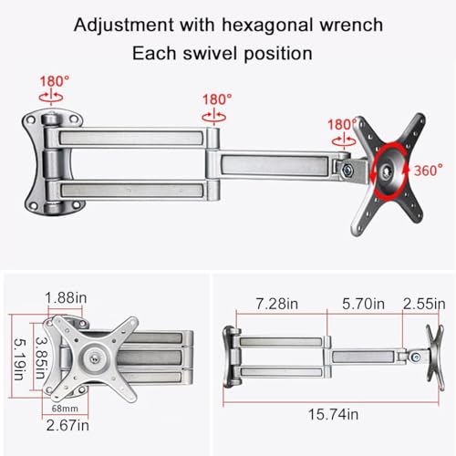 Side Table Bedroom Wall Shelf Brackets,Extendable and Foldable | 360 degree rotation,adjustable angle,sturdy aluminum alloy,space saving,DIY unique coffee table,side table living room etc