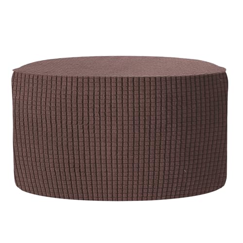 uxcell Ottomen Cover Round, Jacquard Ottomen Slipcover with Elastic Bottom Fit 50cm-58cm/19.7"-22.8" Diameter, Stretchable Footrest Stool Covers for Furniture Protector, Brown - color: Brown, size: 50cm-58cm/19.7"-22.8"