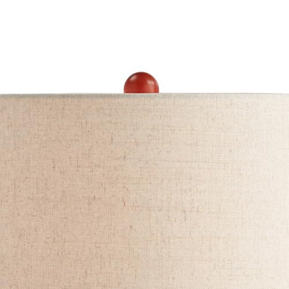 Brice 23" High Table Lamp Ivory Wood Mid-Century Ceramic Mid Century Modern | White Neck Bedroom Living Room House Home Bedside Nightstand Office Family Tapered Drum Shade - color: Wood and White Smooth Ceramic
