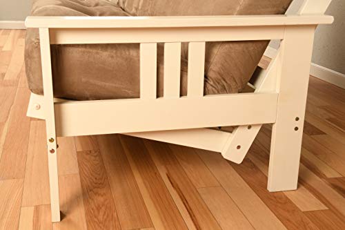 Kodiak Furniture Monterey Futon Set, No Drawers, with Antique White Base and Marmont Mocha Mattress - color: Marmont Mocha, size: No Drawers, style: Antique White Finish