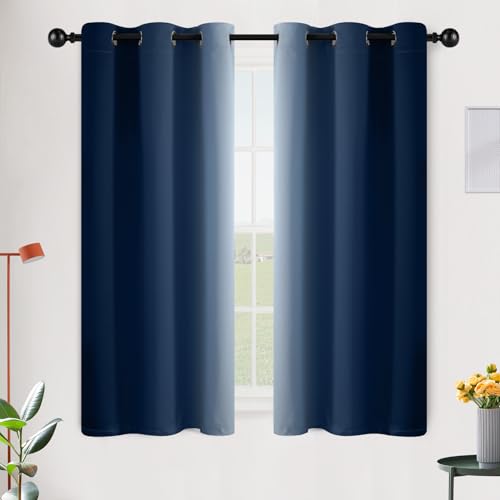 SimpleHome Ombre Blue to Grey White Curtains for Living Room 42Wx54L | Room Darkening Curtains for Bedroom,Gradient Light Blocking Curtain,Thermal Insulated Grommet Window Drapes,2 Panels,54 Inch - color: Blue, size: 42"W x 54"L (Pack of 2)