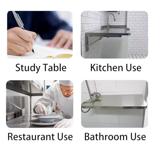 Stainless Steel Wall-Mounted, Folding, Drop-Down, Floating Tables for Tight Spaces, Home Offices, Garages, Basements and Kitchens(40 * 30cm(16 * 12in)) - size: 40*30cm(16*12in)