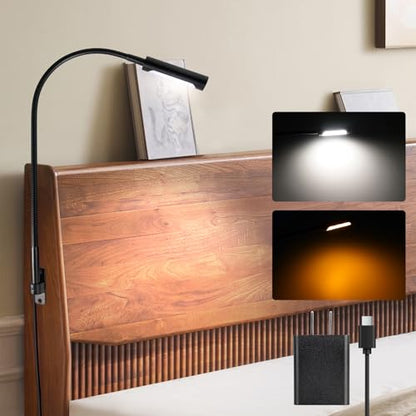 Wall Mounted LED Reading Light for Bed, 23 Inch Length, All Metal Bedside Headboard Lights with Head Switch,Flexible Minimalist Book Lamp for Bedroom, Dimmable & Night Light(1 Pack)