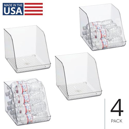 iDesign Plastic Water Bottle Organizer for Fridge, Clear, 4-Pack | Bottle Holder, For Kitchen and Pantry - style: Pack of 4- Tall