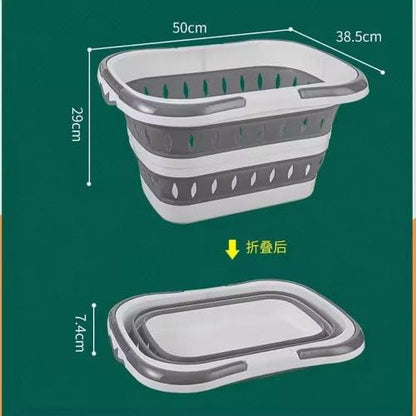 AMSHI Collapsible Laundry Basket 42L – Foldable Pop-Up Hamper with Handles, Space-Saving Design for Bedroom, Bathroom, Dorm Room & Small Apartments, Grey/White