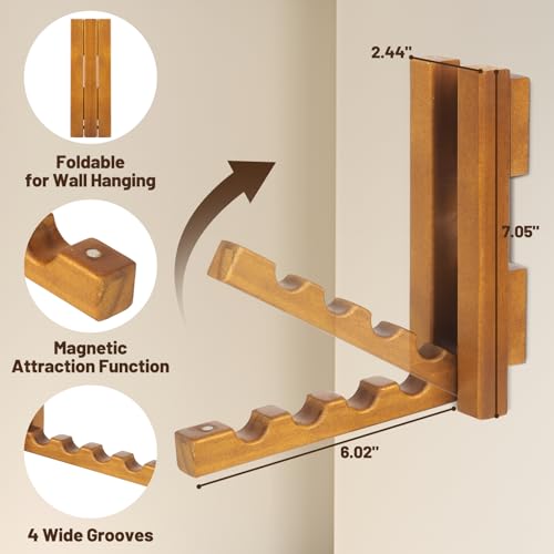 Wood Wall Mounted Clothes Drying Rack, 6 Inch Small Spaces Foldable Clothes Wall Hanging Racks, Wooden Folding Clothes Hanger Racks for Apartments Closet Balconies Laundry Room, Bedroom, Living Room