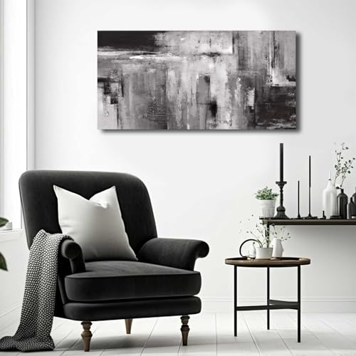 XIANSHOU Abstract Canvas Painting Modern Home Decor Black Art Picture Ready to Hang for Living Room Bedroom Office Wall Decor 20x40 Inch - color: Black, size: 40"L x 20"W