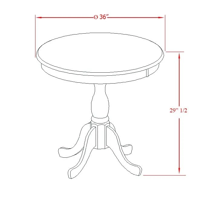 East West Furniture AMT-ABK-TP Antique Dining Table - a Round Wooden Table Top with Pedestal Base, 36x36 Inch, Wirebrushed Black - color: Black