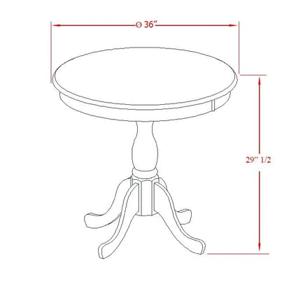 East West Furniture AMT-ABC-TP Antique Modern Kitchen Table - a Round Dining Table Top with Pedestal Base, 36x36 Inch, Butter Cream - color: Butter Cream