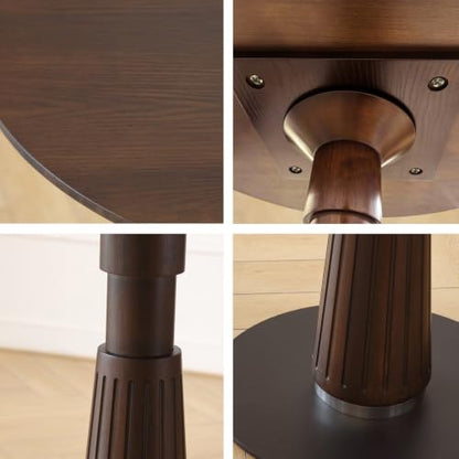 Round Dining Table 31.5" for 2-4, Small Kitchen Table, Walnut | Water-Resistant Small Dining Table with Round Pedestal Base, 0.7"Solid Wood, 200lbs Capacity,for Living Room Small Space
