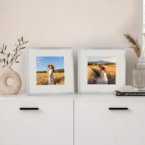12x12 Frame Set of 9, 12 by 12 Square Picture Frames with Plexiglass for Picture 8x8 with Mat or 12x12 without Mat Art Collage for Wall Gallery and Tabletop Display, 12 x 12 Frame Silver - color: Silver, size: 12x12