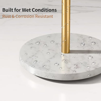 STWWO Kitchen Towel Holder for Countertop with Marble Base | S-Shape Hand Towel Stand for Bathroom Stainless Steel Rust-Proof, Hand Towel Holder Standing for Vanity Countertop, Gold - color: Gold