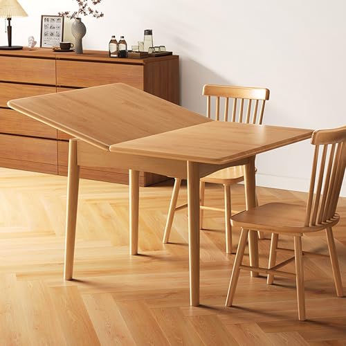 Rectangular Folding Expandable Dining Table Foldable Space Saving Drop Leaf Kitchen Table for Small Spaces Living Room Apartment