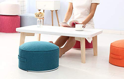 Round Pouf Foot Stools Comfortable Ottoman Floor Seat Cushion Movable Foot Rest Washable Case for Living Room, (Navy) - color: Navy