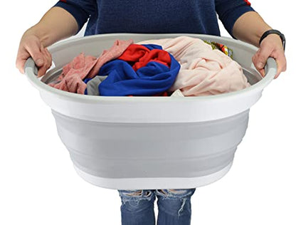SAMMART Collpasible Laundry Basket (28L Collapsible Laundry Basket (Grey))