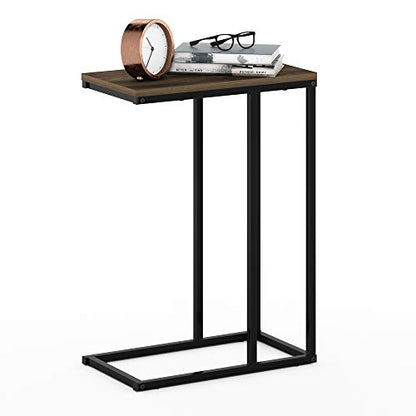 Furinno Camnus Modern Living C Shaped Sofa Side Table, 9.8 in x 17.9 in x 25 in, Columbia Walnut - color: Columbia Walnut, size: C-shape Metal Frame