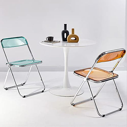 Stackable Transparent Dining Chair - Metal Frame, Plastic Accent Chair for Kitchen, Living Room, Bedroom - Space Saving, Stylish Design，Green 47x48x76cm(19x19x30inc - color: Green