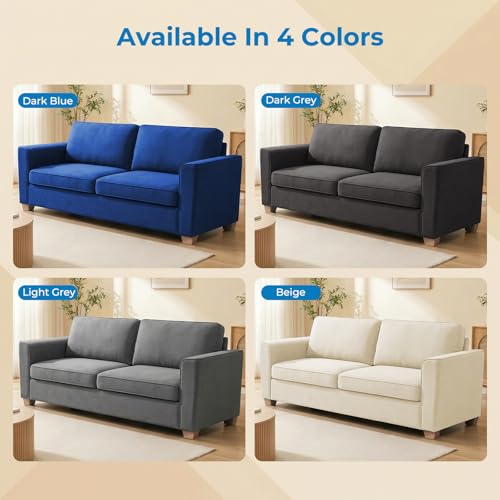 Full Size Pull Out Sleeper Sofa Bed 71" W with Memory Foam Pillows and Mattress, Convertible 2-in-1 Loveseat Sofa Sleeper Couch with Pullout Beds for Living Room Apartment Small Spaces, Beige