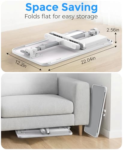 HETTHI Laptop Bed Table, Height & Angle Adjustable Laptop Desk for Bed with Premium Materials, Super Sturdy Foldable Laptop Bed Tray Table with Drawer for Bed Couch Floor (Gray, 22.04"×12.2") - color: Gray