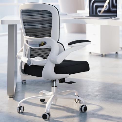 TRALT Office Chair - Ergonomic Desk Chair with Adjustable Lumbar Support, Mesh Computer Chair, Executive Chair for Home Office Comfortable Lumbar Support (1, White+Black) - color: White+black