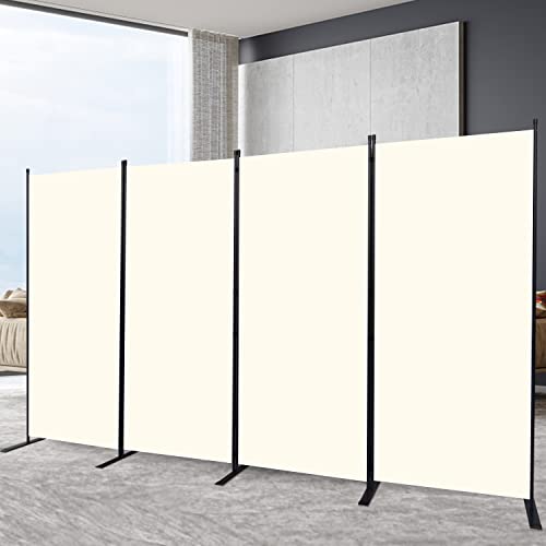 Room Divider 4 Panel-136''Wide,6FT Room Dividers and Folding Privacy Screen | Privacy Protection & No Gaps, Fabric Divider Panel for Room Partition,Freestanding Wall Divider Screen for Classroom, Office - color: Beige, size: 4 Panel-136''W