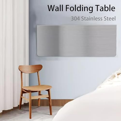 Stainless Steel Wall-Mounted, Folding, Drop-Down, Floating Tables for Tight Spaces, Home Offices, Garages, Basements and Kitchens (60 * 40cm(23.6 * 15.7in)) - size: 60*40cm(23.6*15.7in)