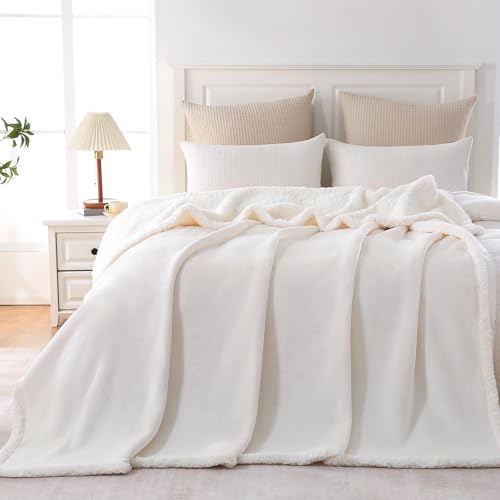 Gracelife Sherpa Fleece Throw Blanket for Couch, Super Soft Cozy Warm Thick Solid Blanket for Bed, Plush Fluffy Blanket for Winter, for Men Women, White, Twin (60" x 80") - color: White, size: Twin (60" x 80")