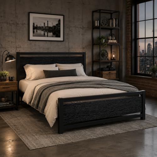 Queen Bed Frame with Headboard, Queen Metal Platform Bed Frame with Steel Slat Support, 10.5 in Storage Clearance, No Box Spring Needed, Easy Assembly, Black - color: Black, size: Queen