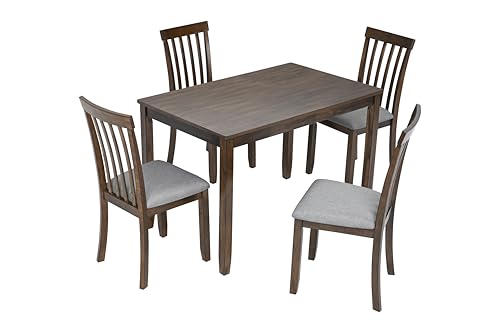 Knocbel Classic 4-Person Dining Table for Small Space, Wooden Apartment Condo Pub Bistro Kitchen Dining Furniture, Standard Height (Walnut Rectangular 30" H) - color: Walnut Rectangular 30"h