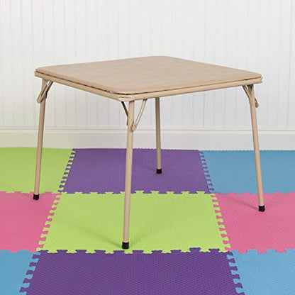 Flash Furniture Mindy Kids Folding Table, Tan | Vinyl Padded Top, Powder Coated Locking Legs, Daycare - color: Tan, size: Table