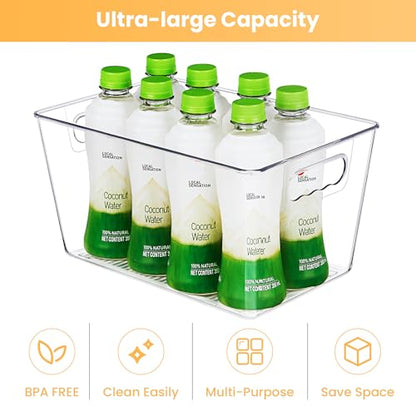 YIHONG 6 Pack Clear Storage Bins, Pantry Organizer Bins with Handle, Large | BPA-free Plastic Bins, Pantry Storage Containers for Kitchen, Freezer, Cabinet, Closet, Bathroom, Under Sink Organization - size: L(11.2"L x 7.5"W x 6"H)
