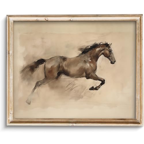 SQGGZH Vintage Horse Etching Wall Art Print Eclectic Neutral Equestrian Sport Neutral Retro Wall Art for Home Decor Farmhouse Animal Farm Drawing Horse Lover Gift -11" x 14"-UNFRAMED - color: Horse, size: 14"L x 11"W