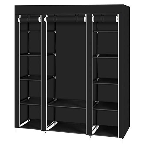 Portable Wardrobe Non-Woven Fabric Wardrobe with Cover 58”x 17” x 68 7/8” Clothing Storage Closet Shelves for Hanging Clothes Clothes Organizer