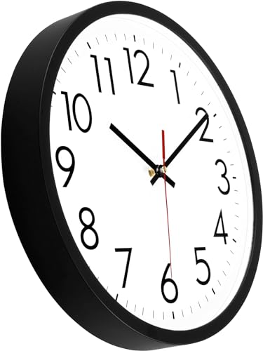Lumuasky 2 Pack Black Wall Clock,12 Inch Silent Non Ticking Quartz Battery Operated Round Analog Classic Clock for Classroom School Office Living Room Bedroom Home - color: Black-2, size: 12 Inch