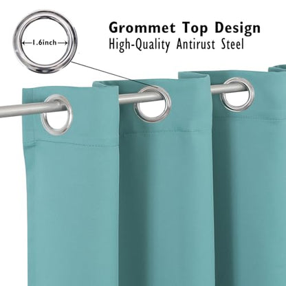 ChrisDowa Blackout Curtains for Bedroom and Living Room 40 Inches Long | 2 Panels Set, Thermal Insulated, Light Blocking, Room Darkening, Grommet, Window Treatment Drapes, Aqua, 29 x 40 Inch - color: Aqua, size: 29"W x 40"L (Pack of 2)
